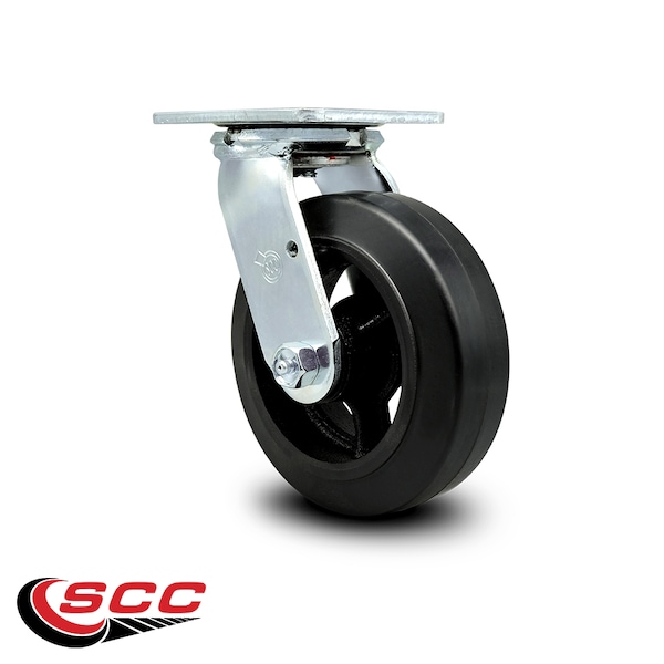 6 Inch Rubber On Steel Wheel Swivel Caster With Roller Bearing